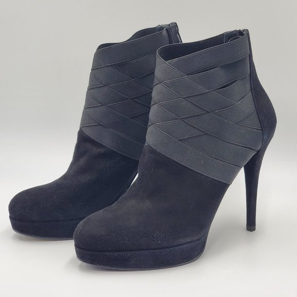 Stuart Weitzman - Black Suede Platform Booties - Picture 6 of 16